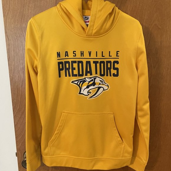 NHL Nashville Predators Preds Boys/Girls Size Large 14-16 Gold Hoodie Mascot EUC - Picture 1 of 4